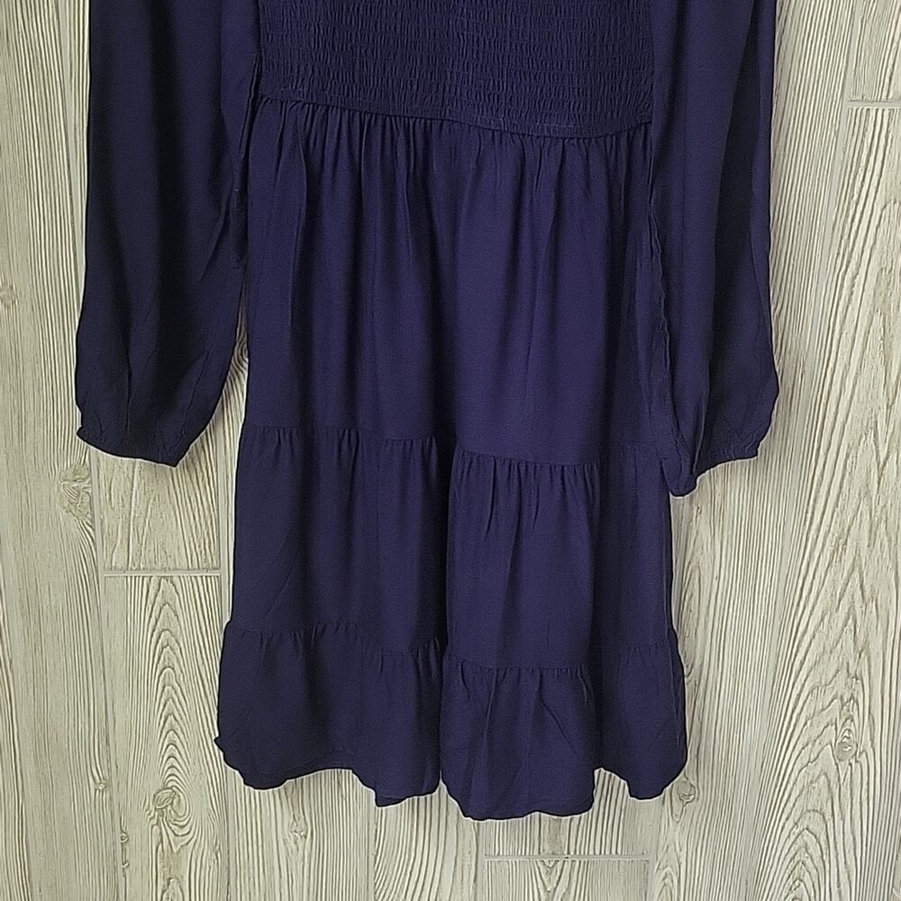 Zesica Navy Blue Long Sleeve Ruched Bodice Dress Womens Size Small NWT - Picture 3 of 12